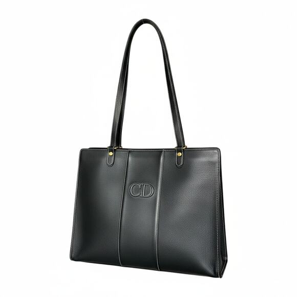 Dior Handbags - Christian Dior Vintage Black Leather Shoulder Bag